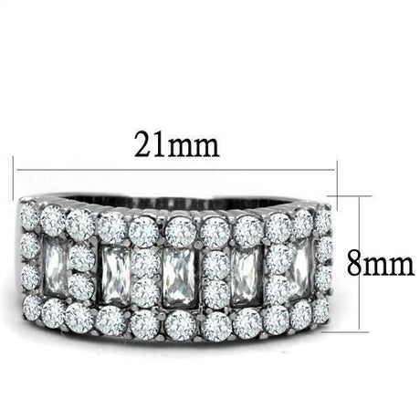 High polished (no plating) Stainless Steel Ring with AAA Grade CZ  in Clear