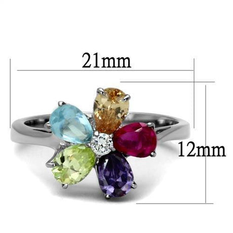 High polished (no plating) Stainless Steel Ring with AAA Grade CZ  in Multi Color
