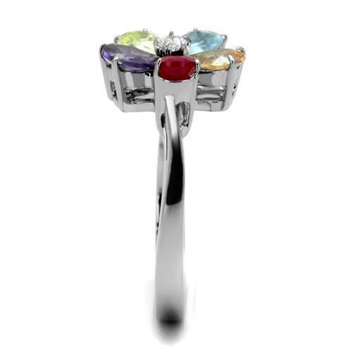 High polished (no plating) Stainless Steel Ring with AAA Grade CZ  in Multi Color