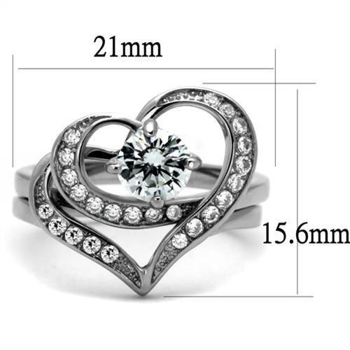 High polished (no plating) Stainless Steel Ring with AAA Grade CZ  in Clear