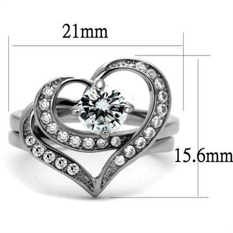High polished (no plating) Stainless Steel Ring with AAA Grade CZ  in Clear