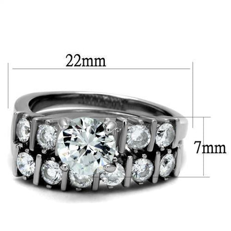 High polished (no plating) Stainless Steel Ring with AAA Grade CZ  in Clear