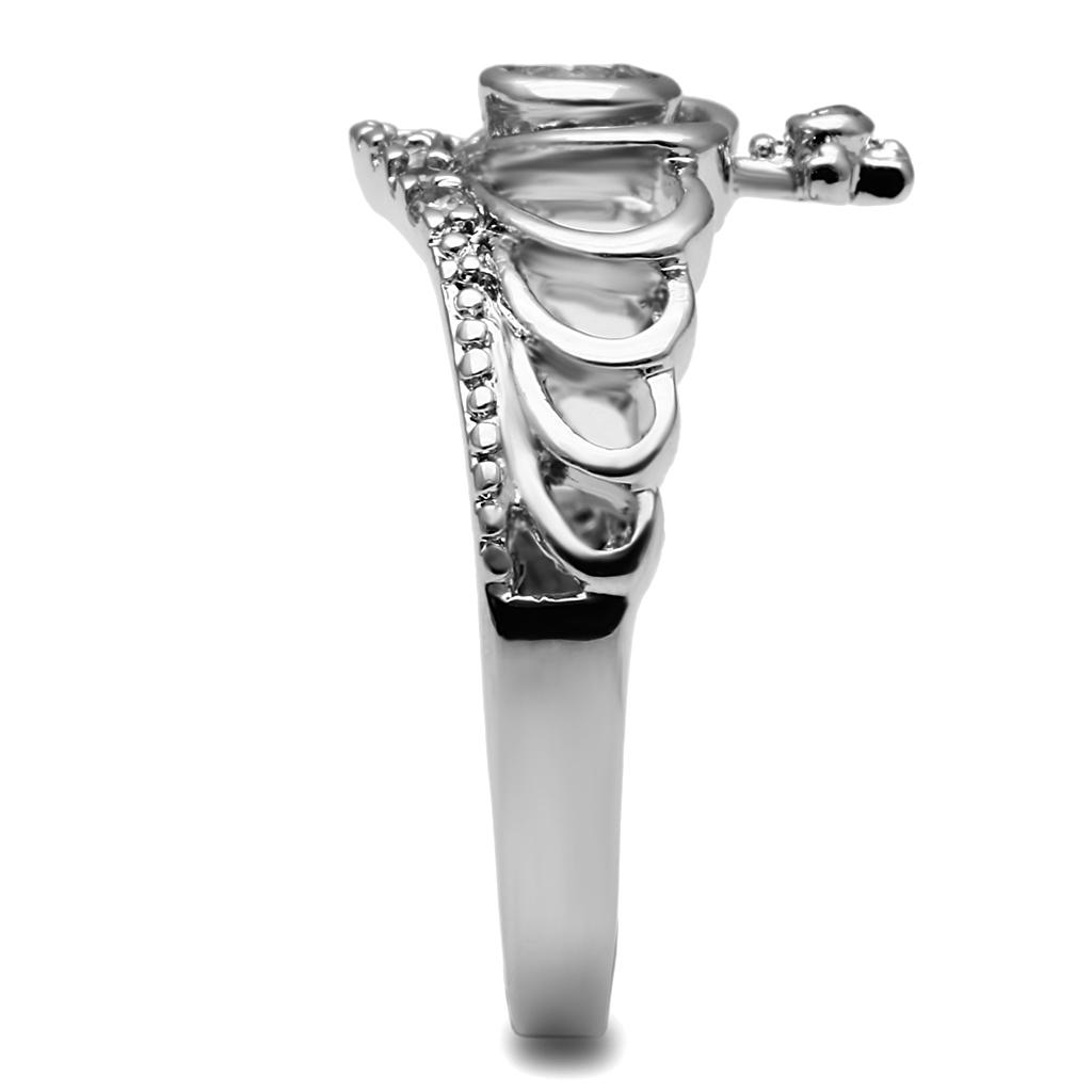 High polished (no plating) Stainless Steel Ring with AAA Grade CZ  in Clear