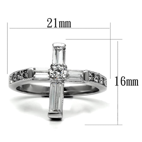 High polished (no plating) Stainless Steel Ring with AAA Grade CZ  in Clear