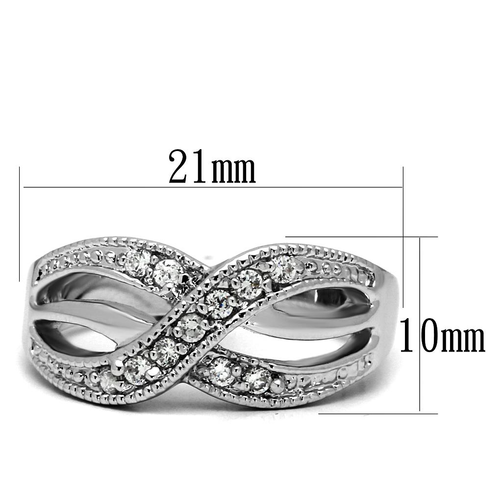 High polished (no plating) Stainless Steel Ring with AAA Grade CZ  in Clear