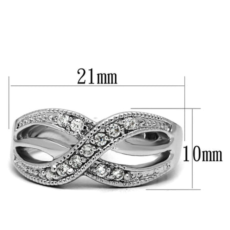 High polished (no plating) Stainless Steel Ring with AAA Grade CZ  in Clear