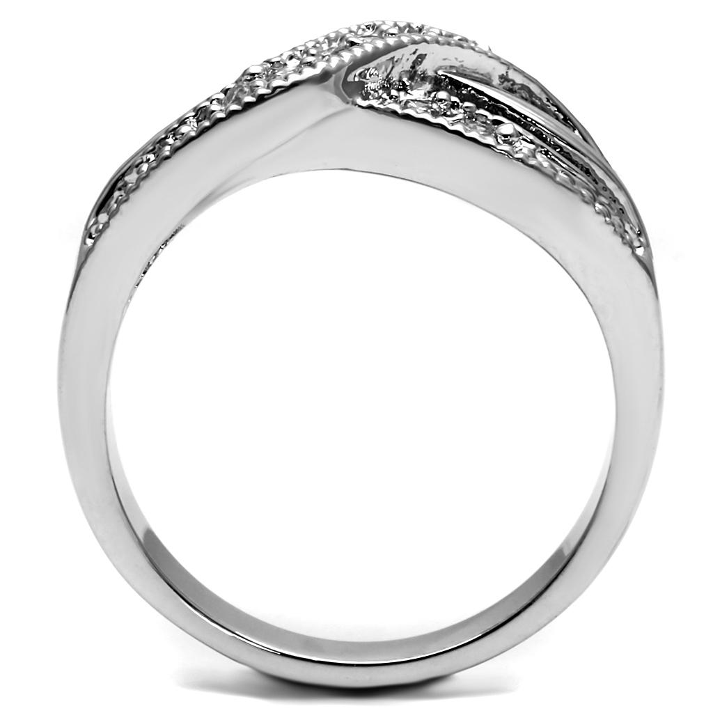 High polished (no plating) Stainless Steel Ring with AAA Grade CZ  in Clear