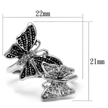 High polished (no plating) Stainless Steel Ring with AAA Grade CZ  in Clear