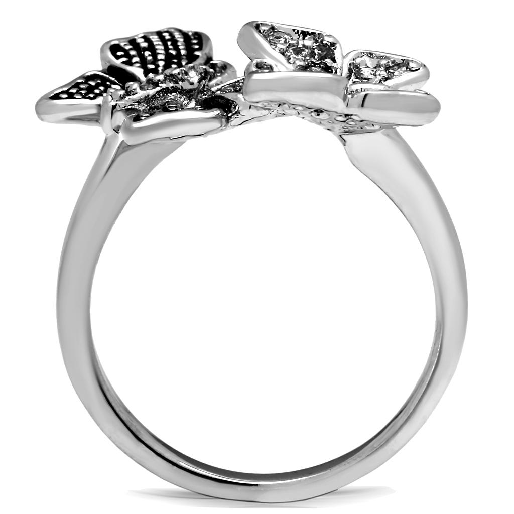 High polished (no plating) Stainless Steel Ring with AAA Grade CZ  in Clear