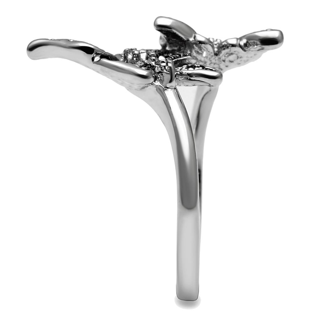 High polished (no plating) Stainless Steel Ring with AAA Grade CZ  in Clear