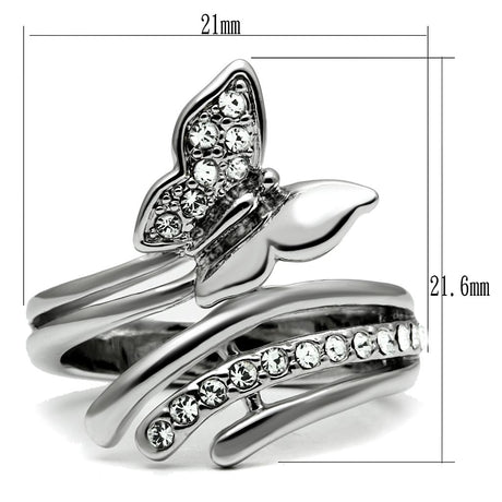 High polished (no plating) Stainless Steel Ring with AAA Grade CZ  in Clear