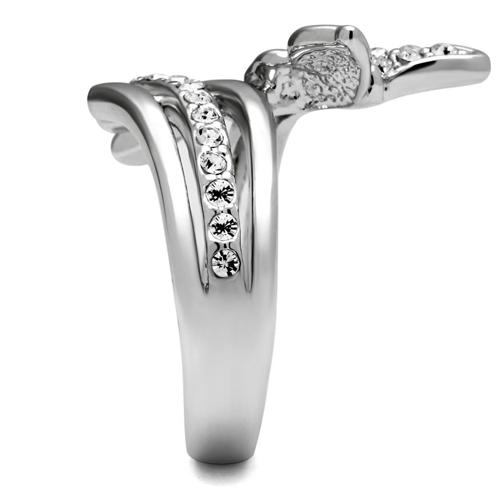 High polished (no plating) Stainless Steel Ring with AAA Grade CZ  in Clear