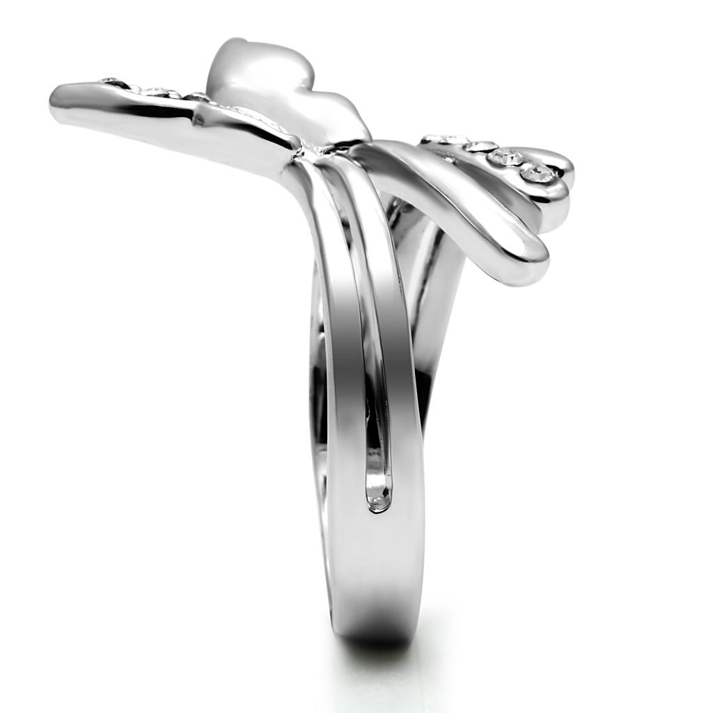 High polished (no plating) Stainless Steel Ring with AAA Grade CZ  in Clear