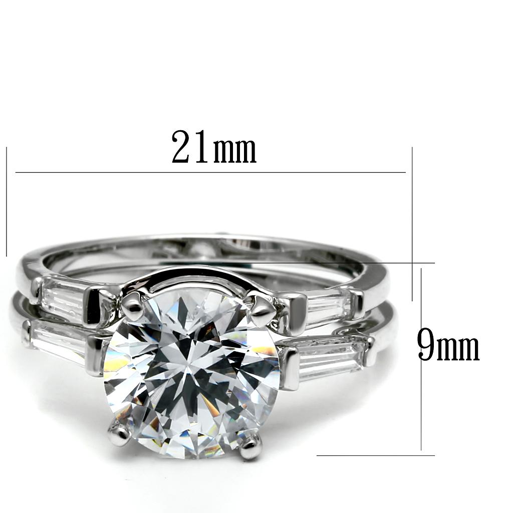 High polished (no plating) Stainless Steel Ring with AAA Grade CZ  in Clear