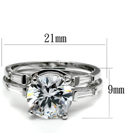 High polished (no plating) Stainless Steel Ring with AAA Grade CZ  in Clear