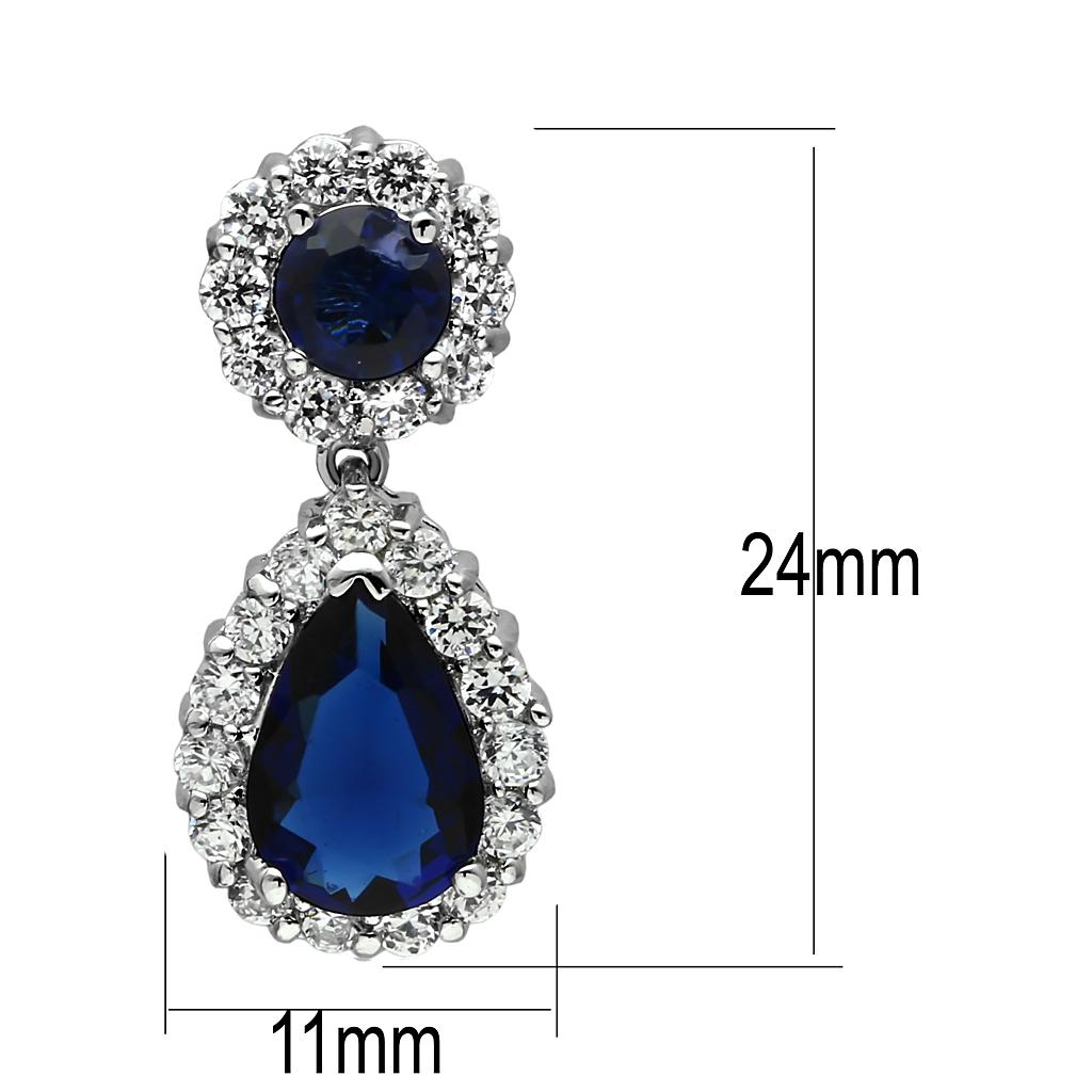 High polished (no plating) Stainless Steel Earrings with Synthetic Synthetic Glass in Montana