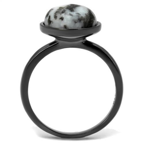 IP Light Black  (IP Gun) Stainless Steel Ring with Semi-Precious Hematite in Multi Color