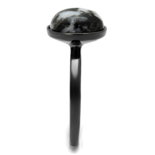 IP Light Black  (IP Gun) Stainless Steel Ring with Semi-Precious Hematite in Multi Color