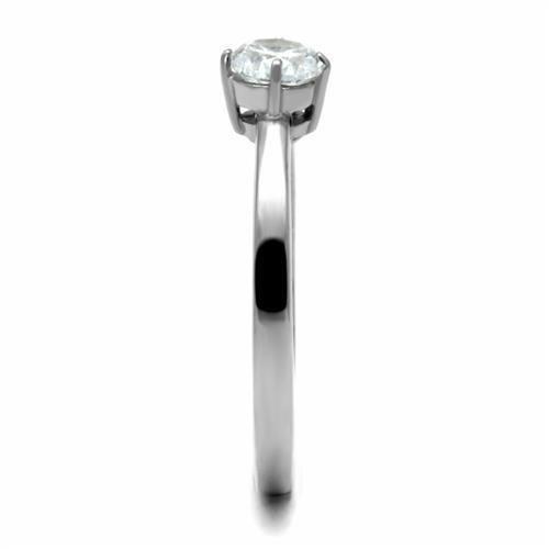 High polished (no plating) Stainless Steel Ring with AAA Grade CZ  in Clear