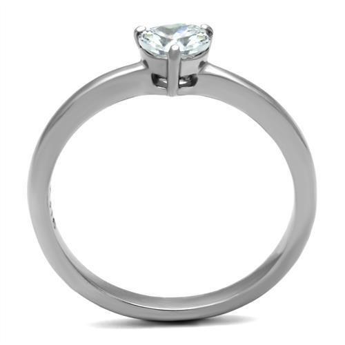 High polished (no plating) Stainless Steel Ring with AAA Grade CZ  in Clear