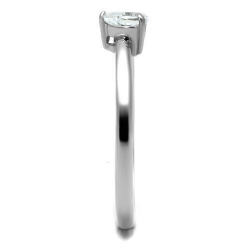 High polished (no plating) Stainless Steel Ring with AAA Grade CZ  in Clear
