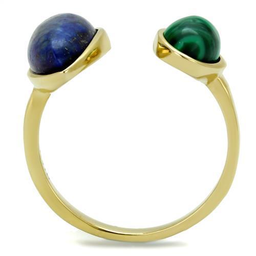 IP Gold(Ion Plating) Stainless Steel Ring with Precious Stone Lapis in Montana