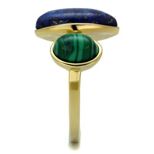 IP Gold(Ion Plating) Stainless Steel Ring with Precious Stone Lapis in Montana
