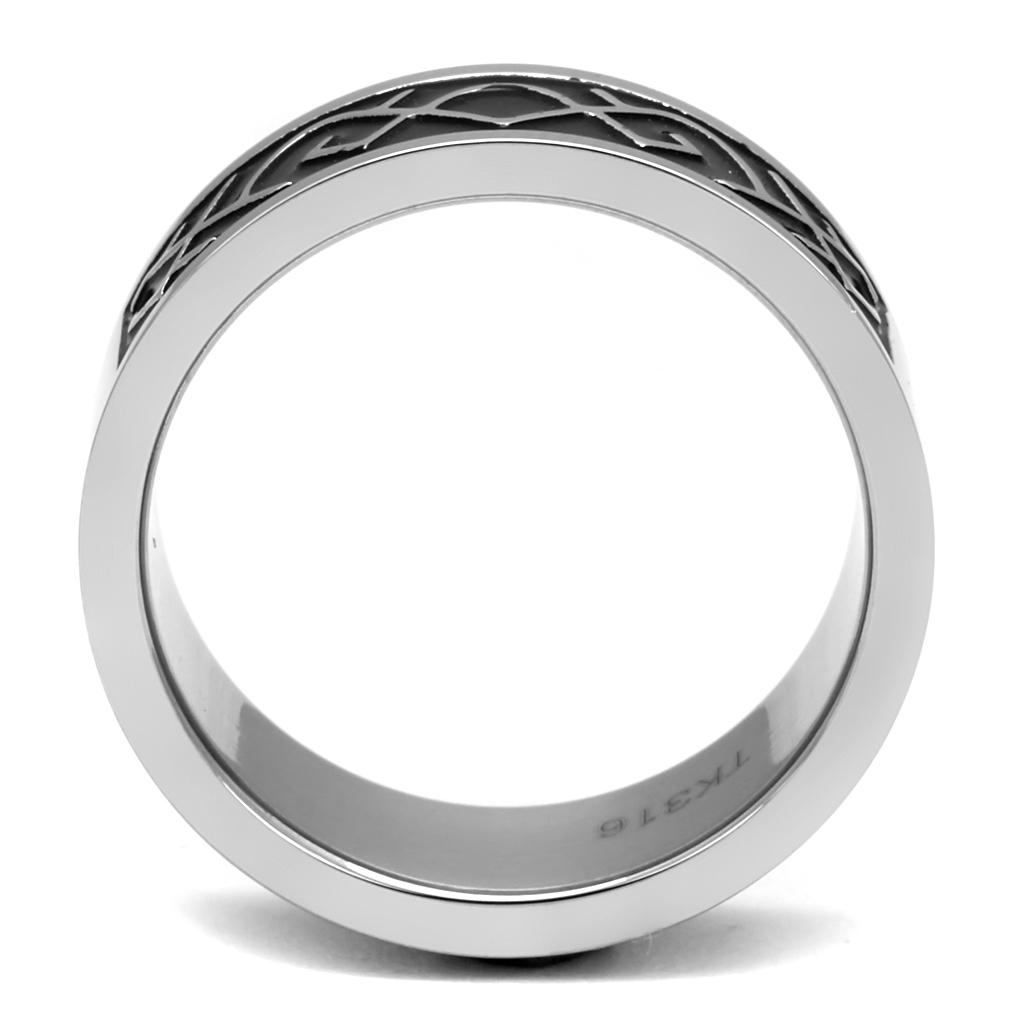 High polished (no plating) Stainless Steel Ring with Epoxy  in Jet