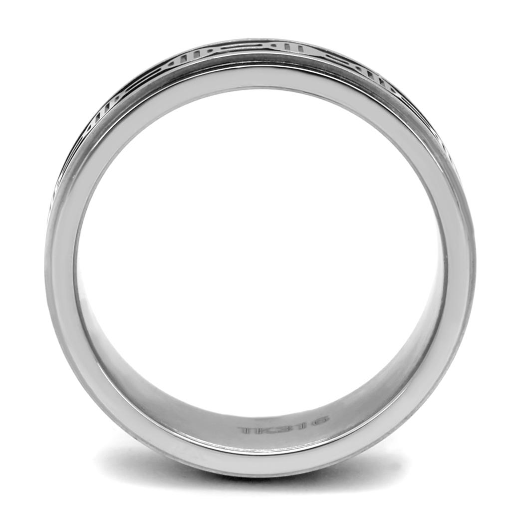 High polished (no plating) Stainless Steel Ring with Epoxy  in Jet