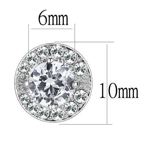 High polished (no plating) Stainless Steel Earrings with AAA Grade CZ in Clear