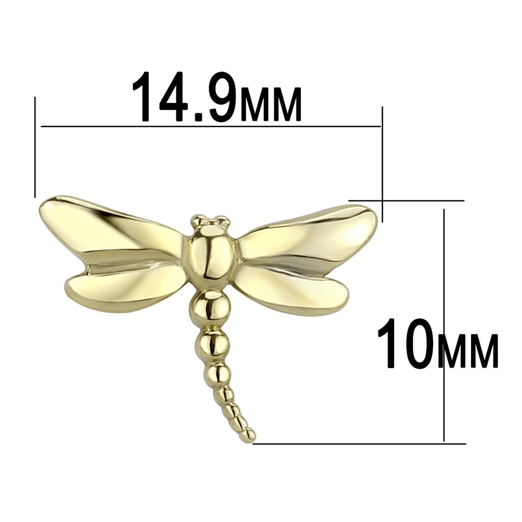 IP Gold(Ion Plating) Stainless Steel Earrings with No Stone