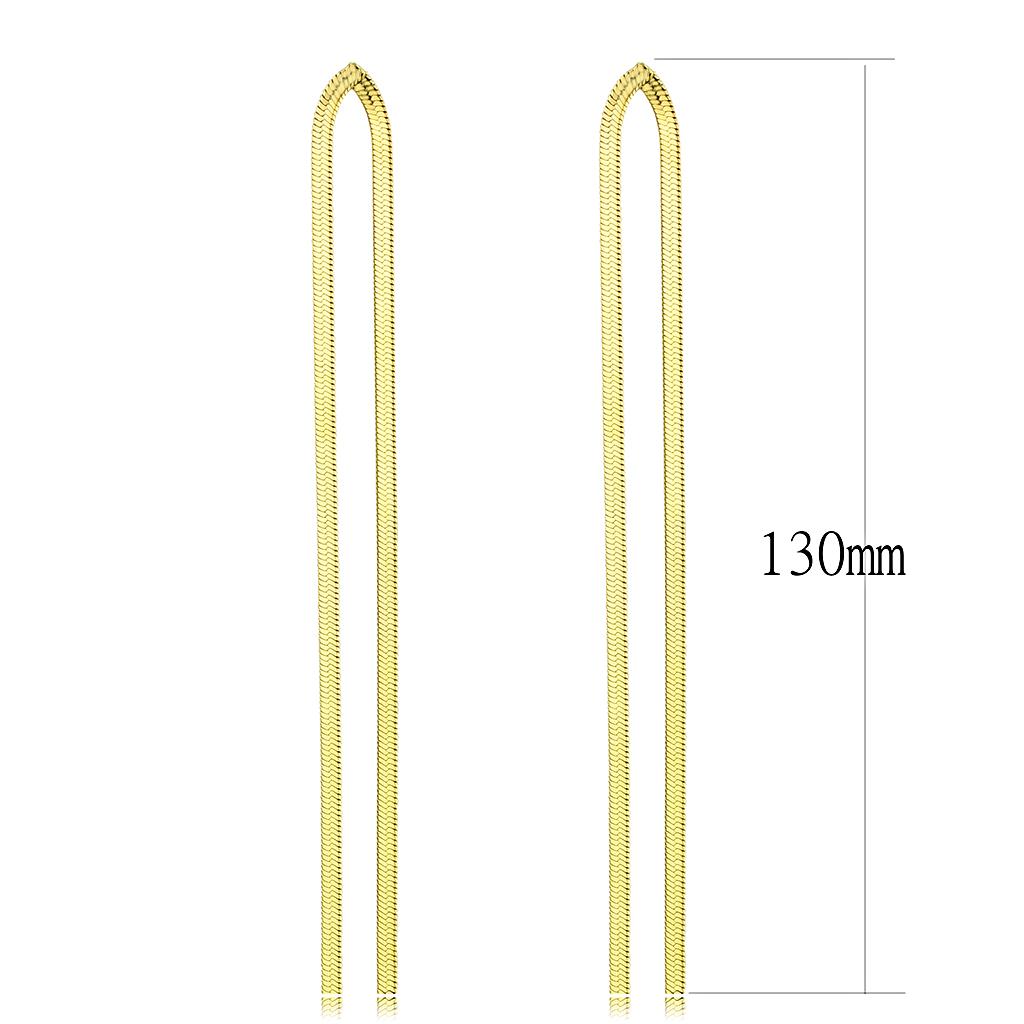 IP Gold(Ion Plating) Stainless Steel Earrings with No Stone