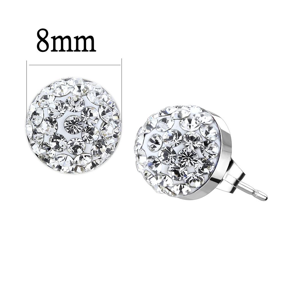 High polished (no plating) Stainless Steel Earrings with Top Grade Crystal in Clear