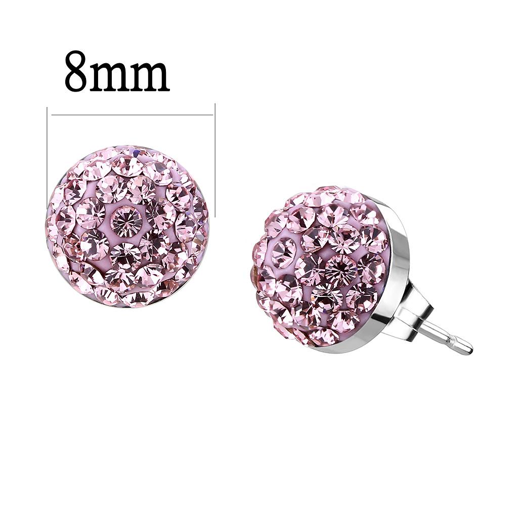 High polished (no plating) Stainless Steel Earrings with Top Grade Crystal in Light Rose
