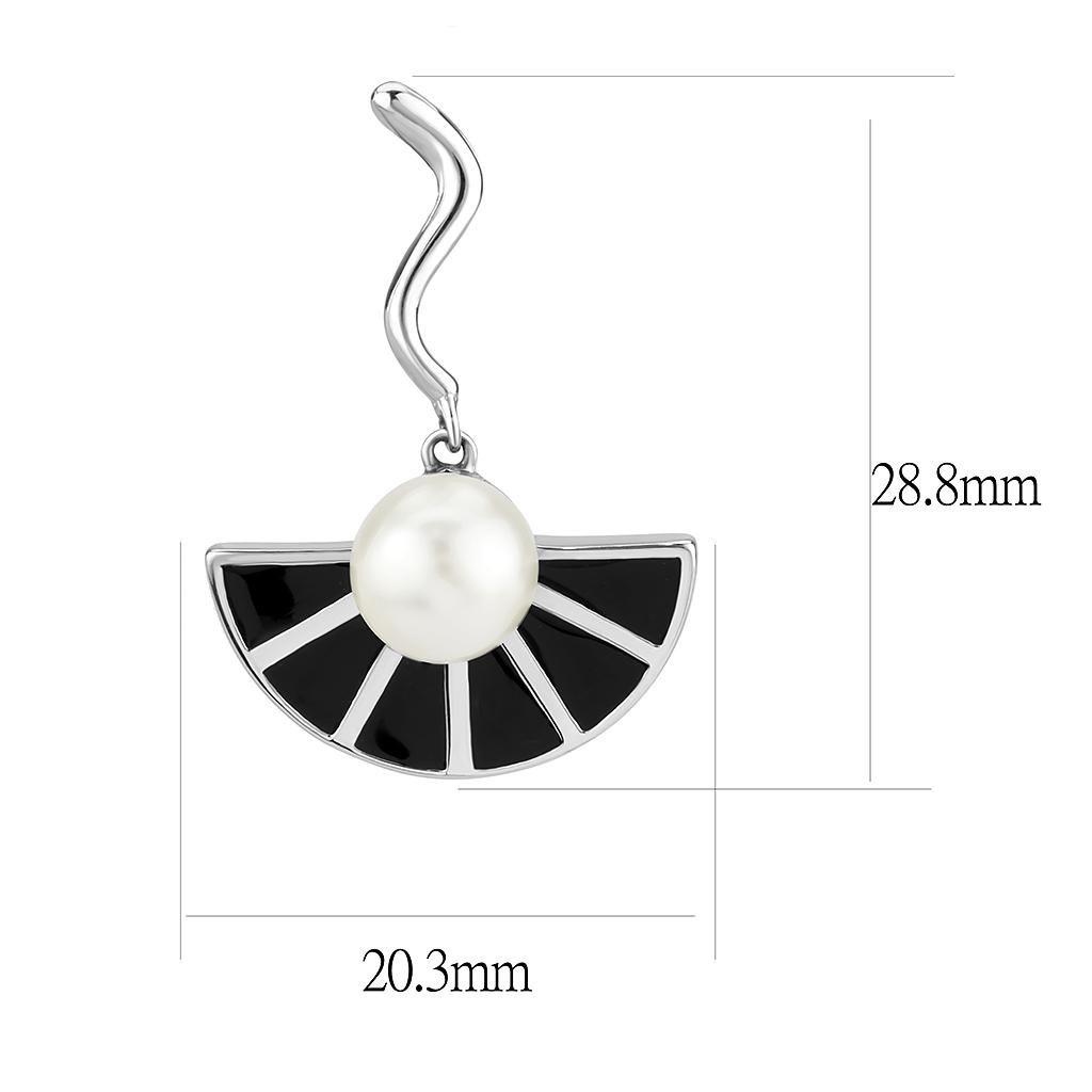 No Plating Stainless Steel Earrings with Synthetic Pearl in White