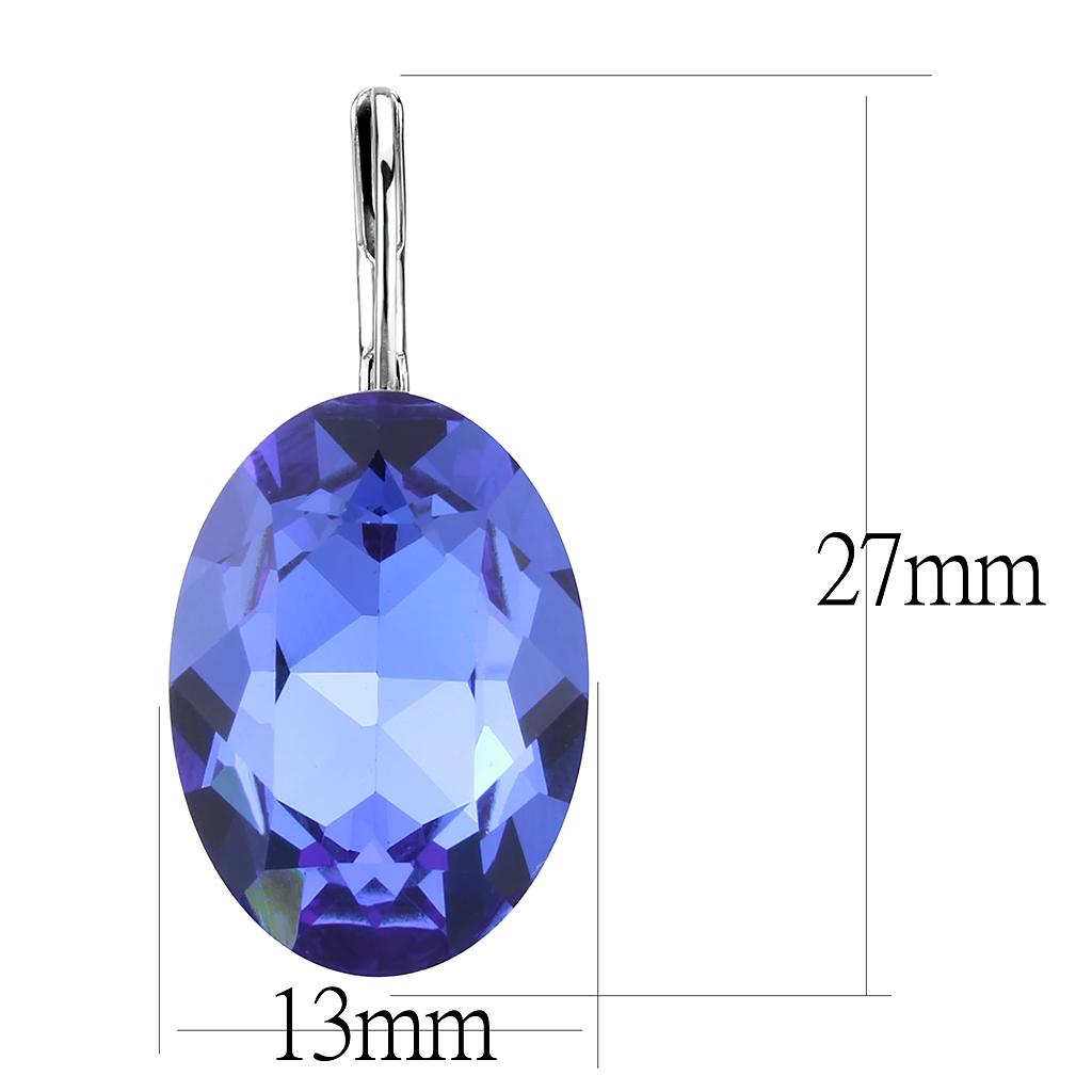 No Plating Stainless Steel Earrings with Top Grade Crystal in Sapphire