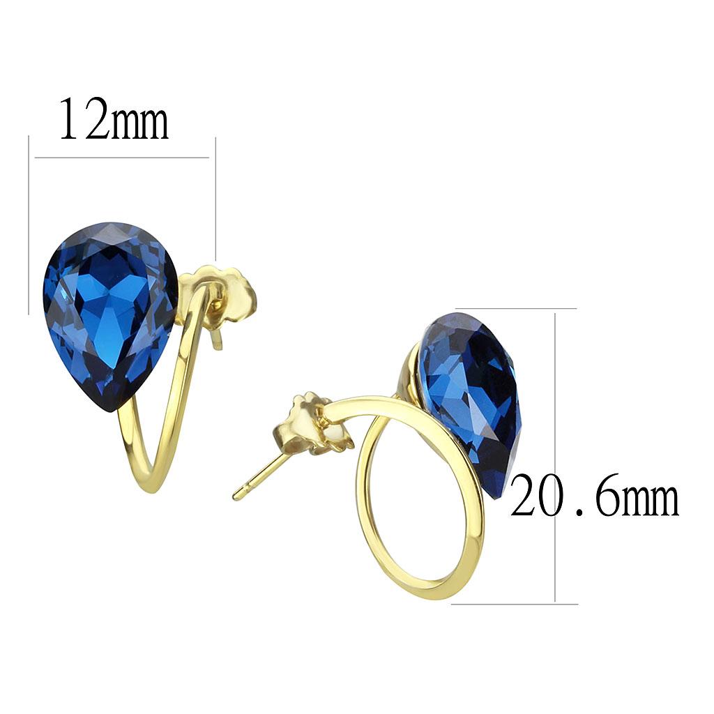 IP Gold(Ion Plating) Stainless Steel Earrings with Top Grade Crystal in Montana
