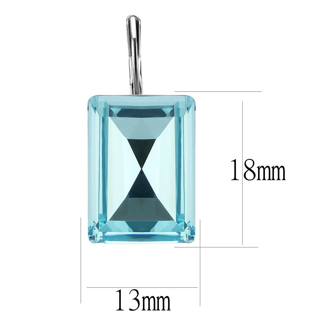 High polished (no plating) Stainless Steel Earrings with Top Grade Crystal in Sea Blue