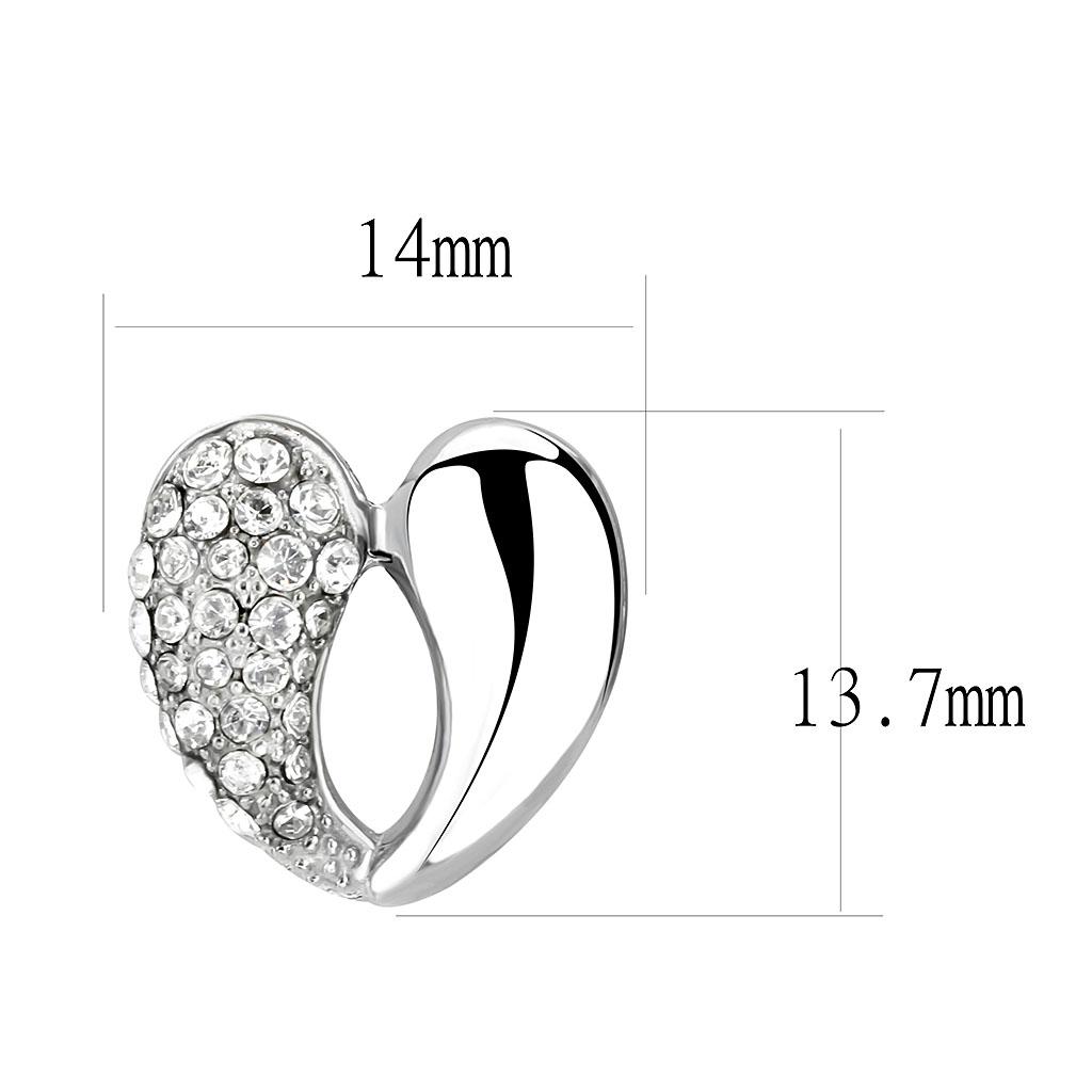 High polished (no plating) Stainless Steel Earrings with Top Grade Crystal in Clear