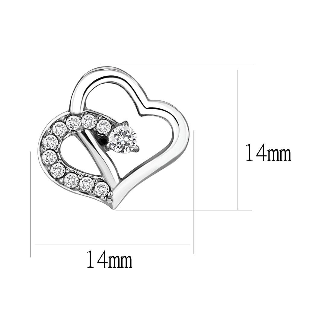 High polished (no plating) Stainless Steel Earrings with AAA Grade CZ in Clear