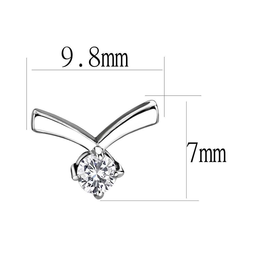High polished (no plating) Stainless Steel Earrings with AAA Grade CZ in Clear