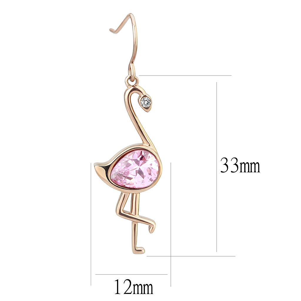 IP Rose Gold(Ion Plating) Stainless Steel Earrings with AAA Grade CZ in Rose