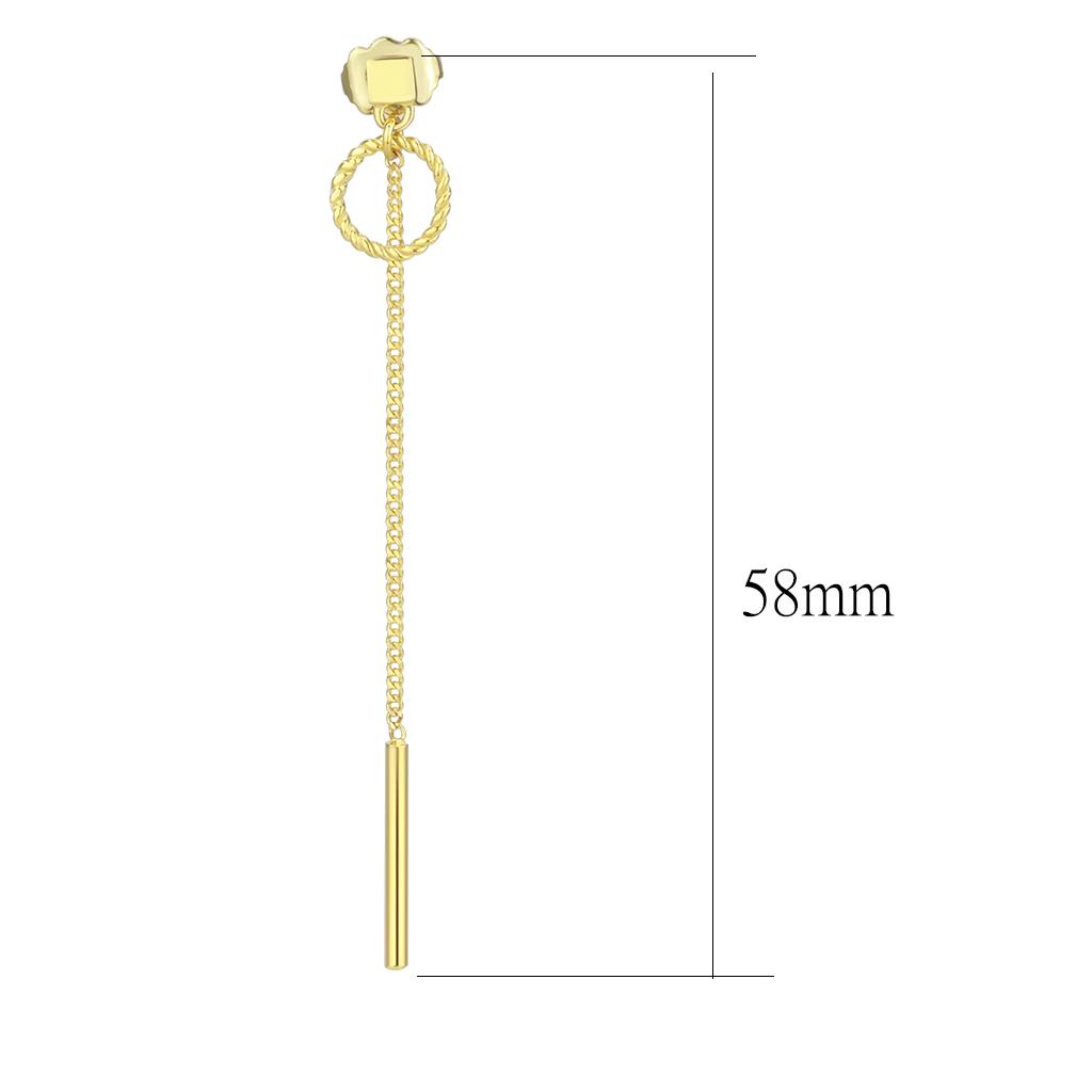 IP Gold(Ion Plating) Stainless Steel Earrings with No Stone