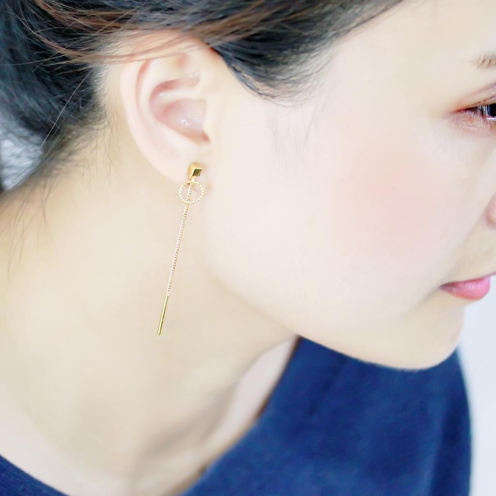 IP Gold(Ion Plating) Stainless Steel Earrings with No Stone