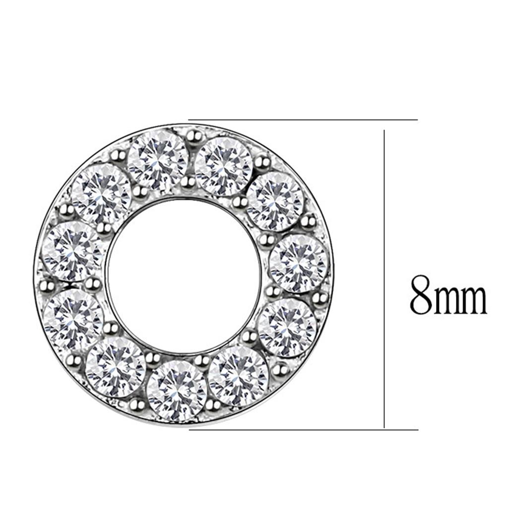 High polished (no plating) Stainless Steel Earrings with AAA Grade CZ in Clear