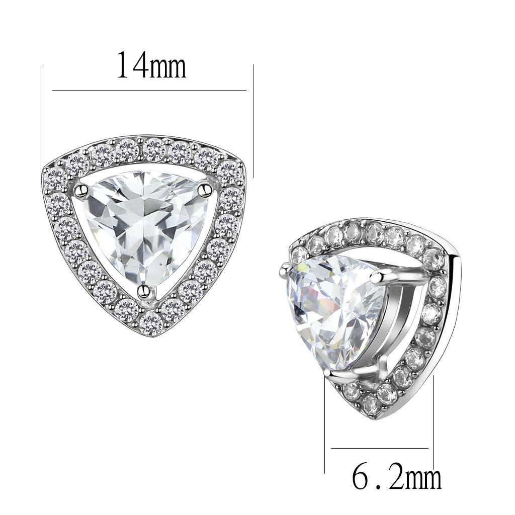 High polished (no plating) Stainless Steel Earrings with AAA Grade CZ in Clear