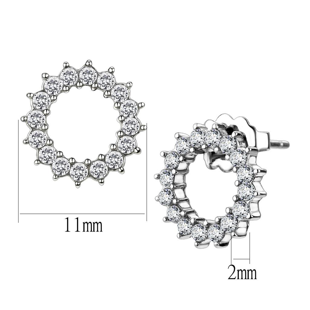 High polished (no plating) Stainless Steel Earrings with AAA Grade CZ in Clear