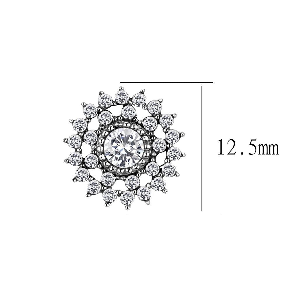 High polished (no plating) Stainless Steel Earrings with AAA Grade CZ in Clear