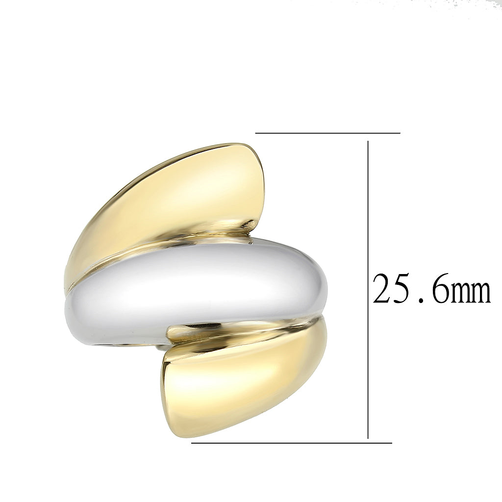 Two Tone IP Gold (Ion Plating) Stainless Steel Ring with NoStone in No Stone