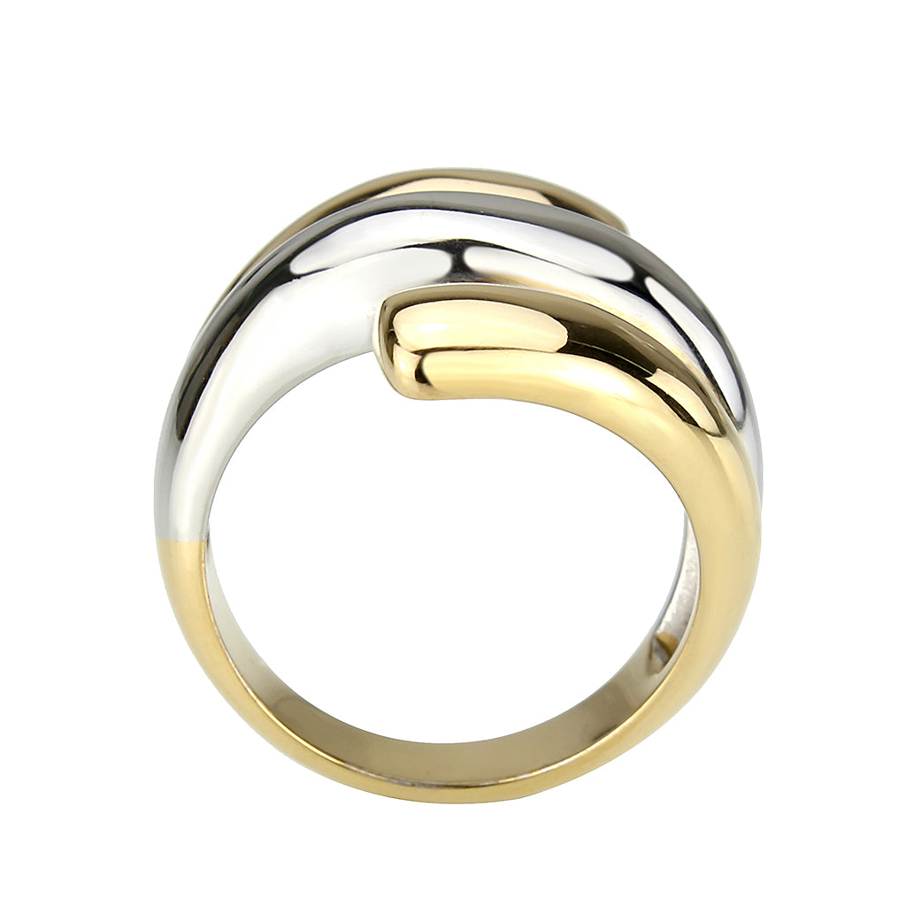 Two Tone IP Gold (Ion Plating) Stainless Steel Ring with NoStone in No Stone